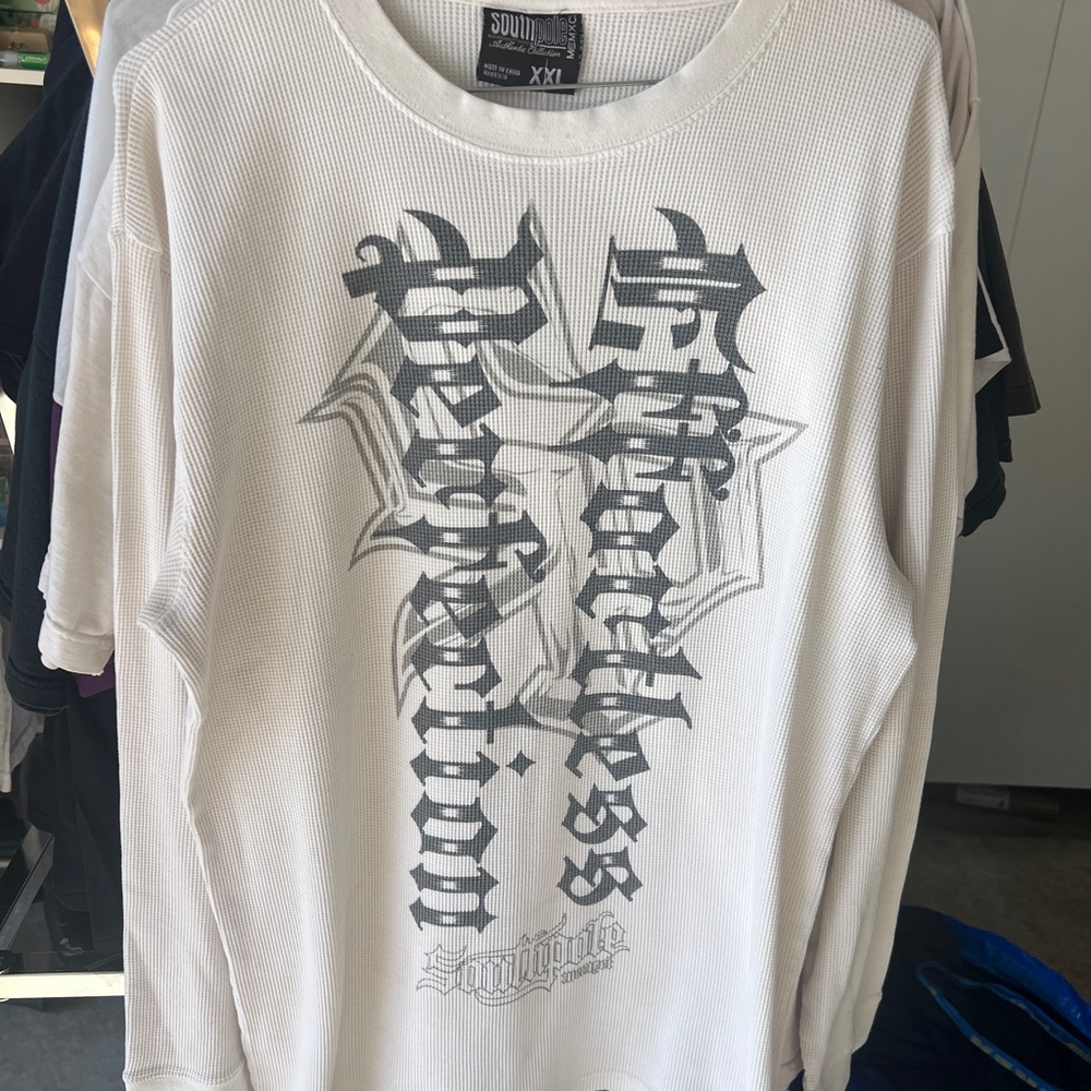 South Pole White Long Sleeve Tee with Black Graphic